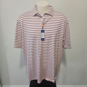 Stitch Golf Performance Short Sleeve Polo Shirt Pink Canal Striped  Size XXL